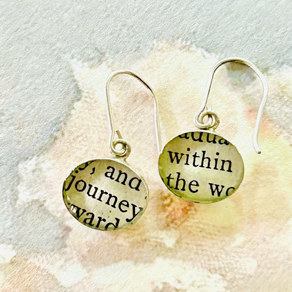 Sterling Silver Vintage Text Earrings